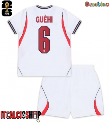 Inghilterra Marc Guehi #6 Prima Maglia Bambino Mondiali 2026 Manica Corta (+ Pantaloni corti)
